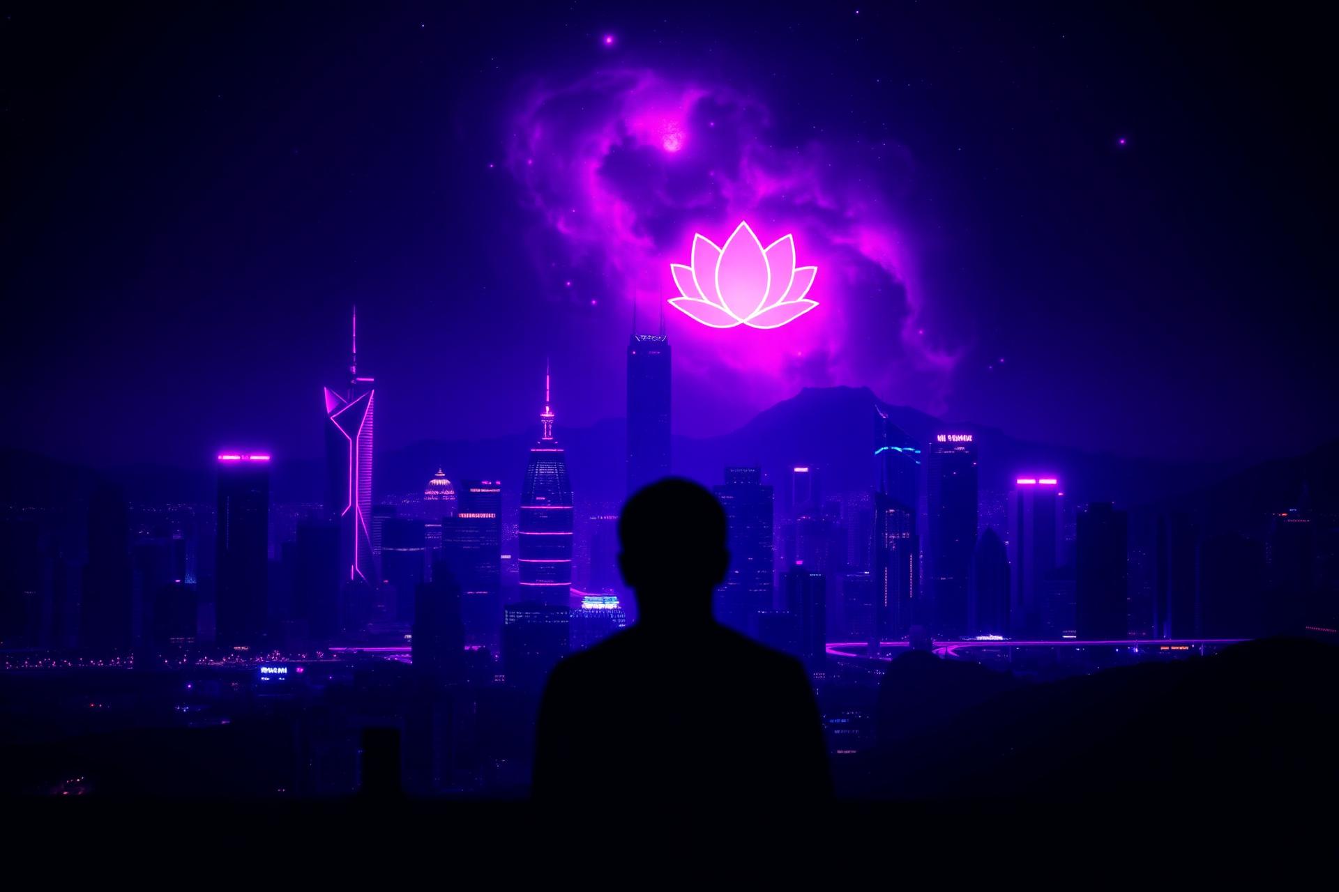 Cinematic neon city skyline